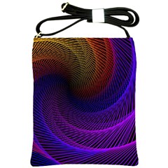 Striped Abstract Wave Background Structural Colorful Texture Line Light Wave Waves Chevron Shoulder Sling Bags by Mariart