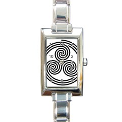 Triple Spiral Triskelion Black Rectangle Italian Charm Watch by Mariart