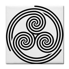 Triple Spiral Triskelion Black Tile Coasters