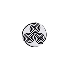 Triple Spiral Triskelion Black 1  Mini Buttons by Mariart