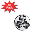 Triple Spiral Triskelion Black 1  Mini Magnet (10 pack)  Front