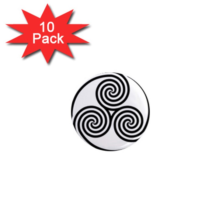 Triple Spiral Triskelion Black 1  Mini Magnet (10 pack) 