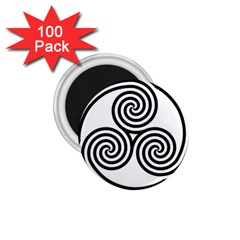 Triple Spiral Triskelion Black 1.75  Magnets (100 pack) 