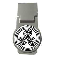 Triple Spiral Triskelion Black Money Clips (round)  by Mariart