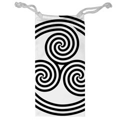 Triple Spiral Triskelion Black Jewelry Bag by Mariart