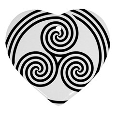 Triple Spiral Triskelion Black Heart Ornament (two Sides) by Mariart