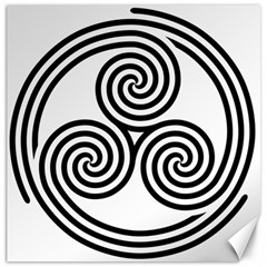 Triple Spiral Triskelion Black Canvas 16  X 16   by Mariart