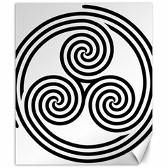 Triple Spiral Triskelion Black Canvas 20  X 24   by Mariart