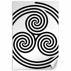 Triple Spiral Triskelion Black Canvas 24  X 36  by Mariart