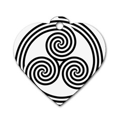 Triple Spiral Triskelion Black Dog Tag Heart (two Sides) by Mariart