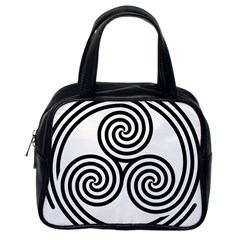 Triple Spiral Triskelion Black Classic Handbags (one Side) by Mariart