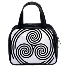 Triple Spiral Triskelion Black Classic Handbags (2 Sides) by Mariart