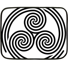 Triple Spiral Triskelion Black Fleece Blanket (mini) by Mariart