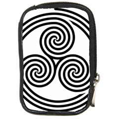 Triple Spiral Triskelion Black Compact Camera Cases by Mariart