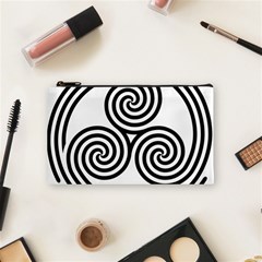 Triple Spiral Triskelion Black Cosmetic Bag (small)  by Mariart