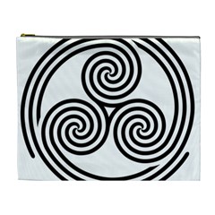 Triple Spiral Triskelion Black Cosmetic Bag (xl) by Mariart