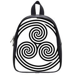 Triple Spiral Triskelion Black School Bag (small) by Mariart