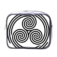 Triple Spiral Triskelion Black Mini Toiletries Bags by Mariart