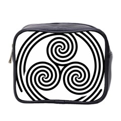 Triple Spiral Triskelion Black Mini Toiletries Bag 2-side by Mariart