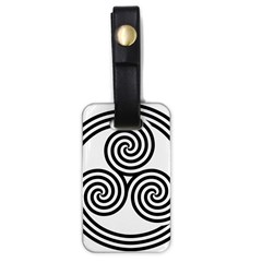 Triple Spiral Triskelion Black Luggage Tags (One Side) 