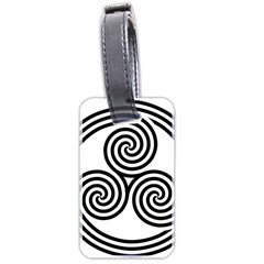 Triple Spiral Triskelion Black Luggage Tags (two Sides) by Mariart