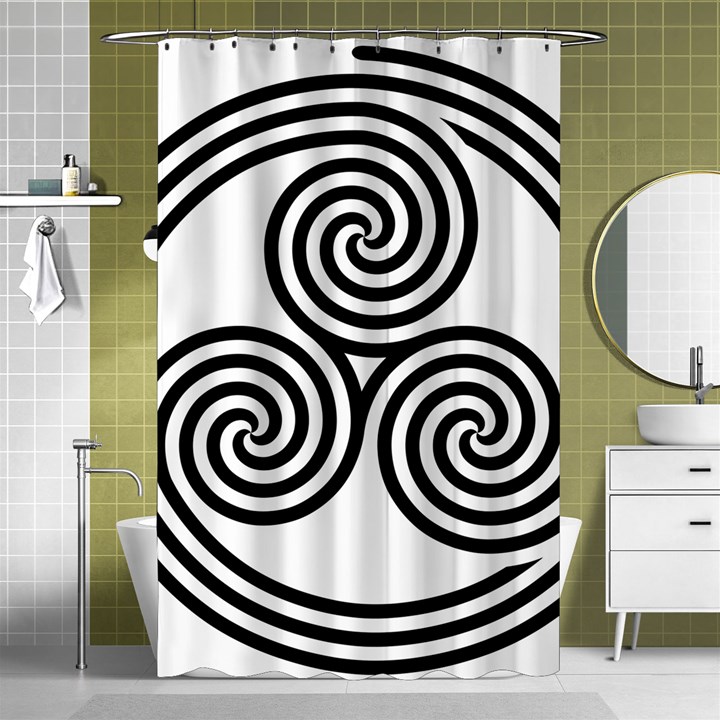 Triple Spiral Triskelion Black Shower Curtain 48  x 72  (Small) 