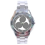 Triple Spiral Triskelion Black Stainless Steel Analogue Watch Front