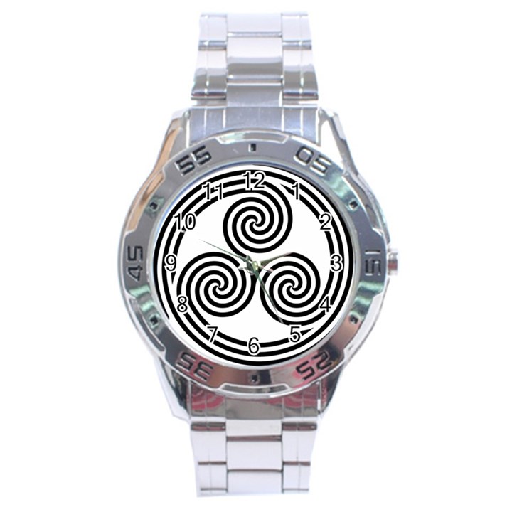 Triple Spiral Triskelion Black Stainless Steel Analogue Watch