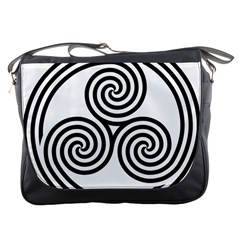 Triple Spiral Triskelion Black Messenger Bags by Mariart