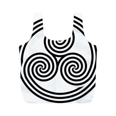 Triple Spiral Triskelion Black Full Print Recycle Bags (m)  by Mariart