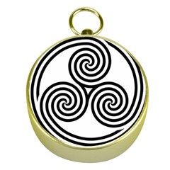 Triple Spiral Triskelion Black Gold Compasses by Mariart