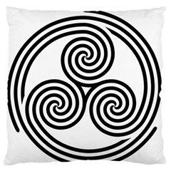 Triple Spiral Triskelion Black Large Flano Cushion Case (two Sides) by Mariart