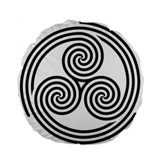 Triple Spiral Triskelion Black Standard 15  Premium Flano Round Cushions