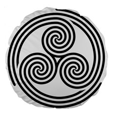 Triple Spiral Triskelion Black Large 18  Premium Flano Round Cushions