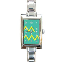 Waves Chevron Wave Green Yellow Sign Rectangle Italian Charm Watch by Mariart