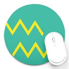 Waves Chevron Wave Green Yellow Sign Round Mousepads