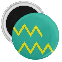 Waves Chevron Wave Green Yellow Sign 3  Magnets by Mariart