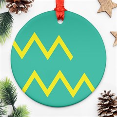 Waves Chevron Wave Green Yellow Sign Ornament (round) by Mariart