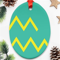 Waves Chevron Wave Green Yellow Sign Ornament (oval)