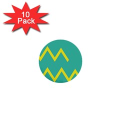 Waves Chevron Wave Green Yellow Sign 1  Mini Buttons (10 Pack)  by Mariart