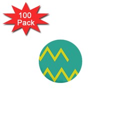 Waves Chevron Wave Green Yellow Sign 1  Mini Buttons (100 Pack) 