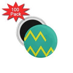 Waves Chevron Wave Green Yellow Sign 1 75  Magnets (100 Pack)  by Mariart