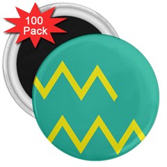 Waves Chevron Wave Green Yellow Sign 3  Magnets (100 Pack) by Mariart