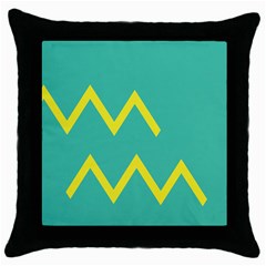 Waves Chevron Wave Green Yellow Sign Throw Pillow Case (black) by Mariart