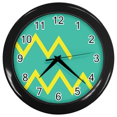 Waves Chevron Wave Green Yellow Sign Wall Clocks (black) by Mariart