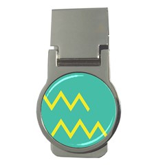 Waves Chevron Wave Green Yellow Sign Money Clips (round)  by Mariart