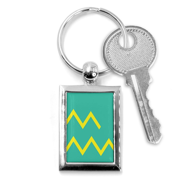 Waves Chevron Wave Green Yellow Sign Key Chains (Rectangle) 