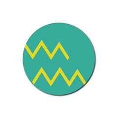 Waves Chevron Wave Green Yellow Sign Rubber Round Coaster (4 Pack)  by Mariart