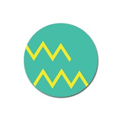 Waves Chevron Wave Green Yellow Sign Magnet 3  (round) by Mariart