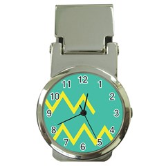 Waves Chevron Wave Green Yellow Sign Money Clip Watches by Mariart